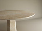 Round Travertine Dining Table with Tareped Center Base