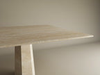 Square Travertine Dining Table with Tapered Center Base