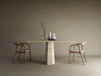 Square Travertine Dining Table with Tapered Center Base