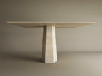 Square Travertine Dining Table with Tapered Center Base