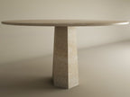 Round Travertine Dining Table with Tareped Center Base