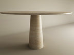 Round Travertine Dining Table with Conical Center Base