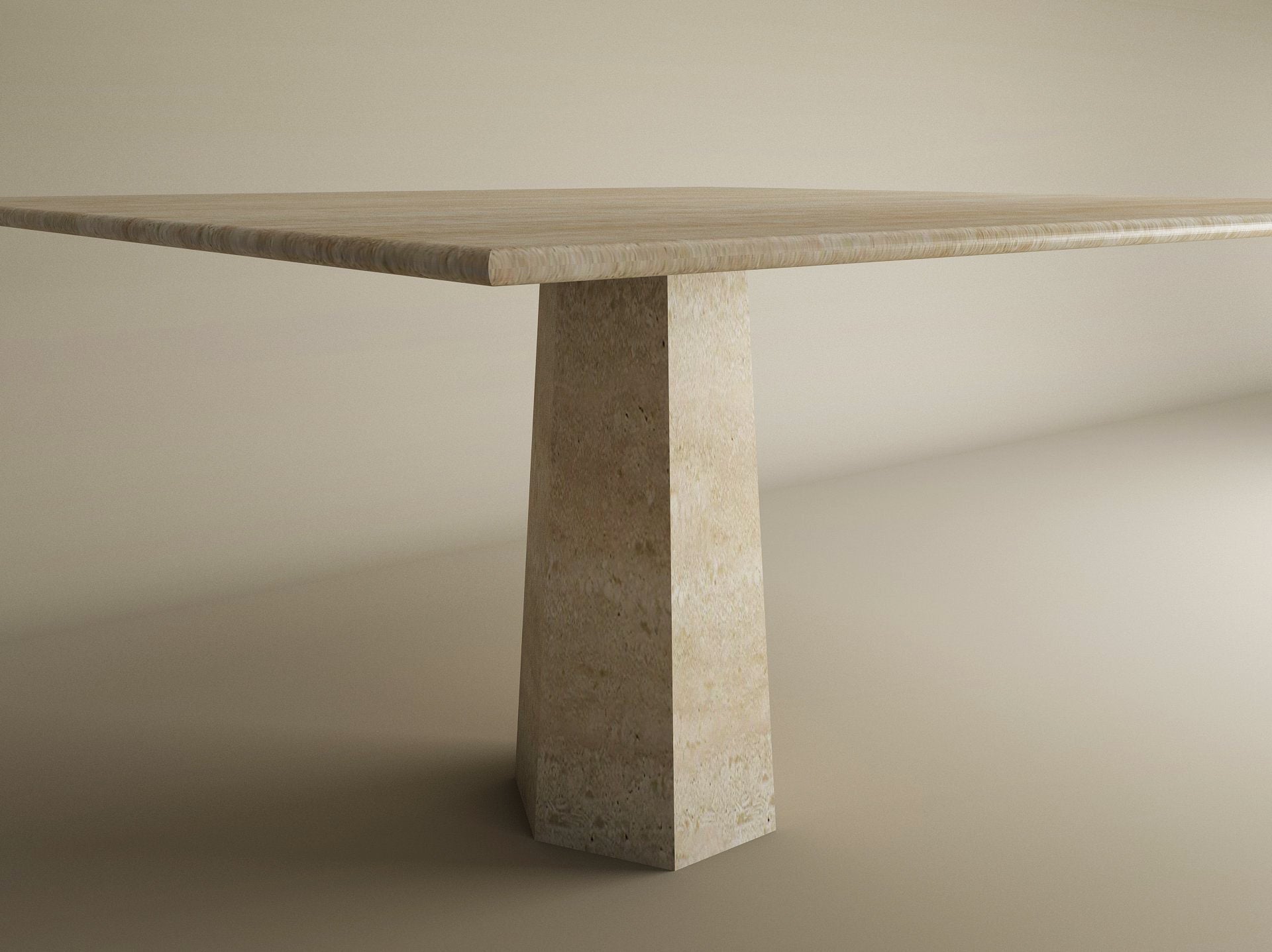 Square Travertine Dining Table with Tapered Center Base