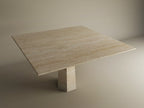Square Travertine Dining Table with Tapered Center Base