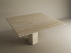 Square Travertine Dining Table with Hexagonal Center Base