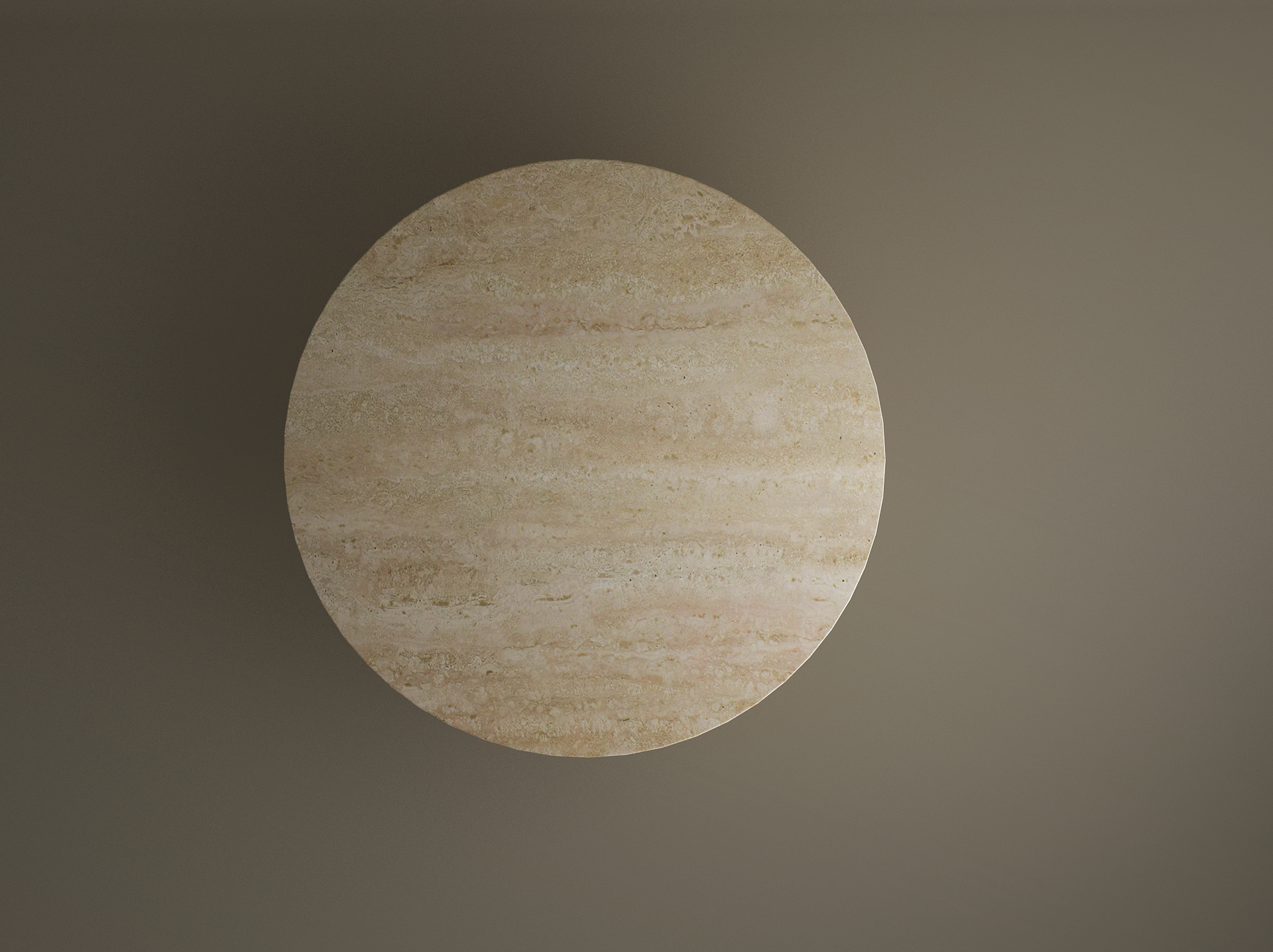 Round Travertine Dining Table with Sculptural Round Center Base