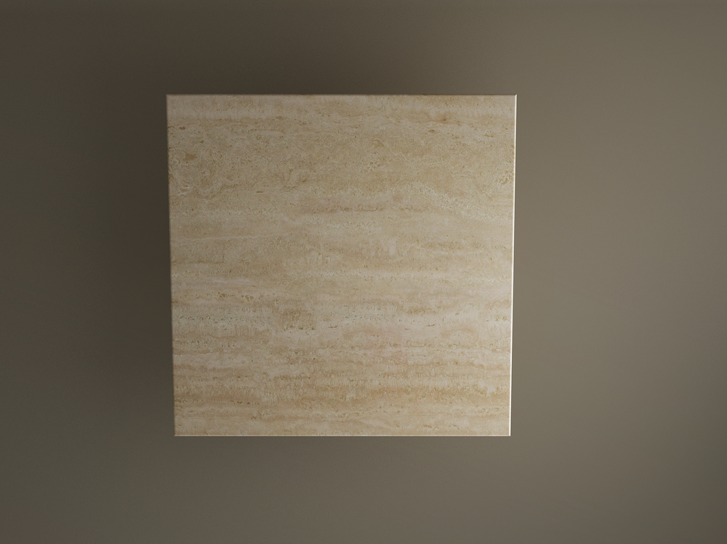 Square Travertine Dining Table with Cylindrical Center Base