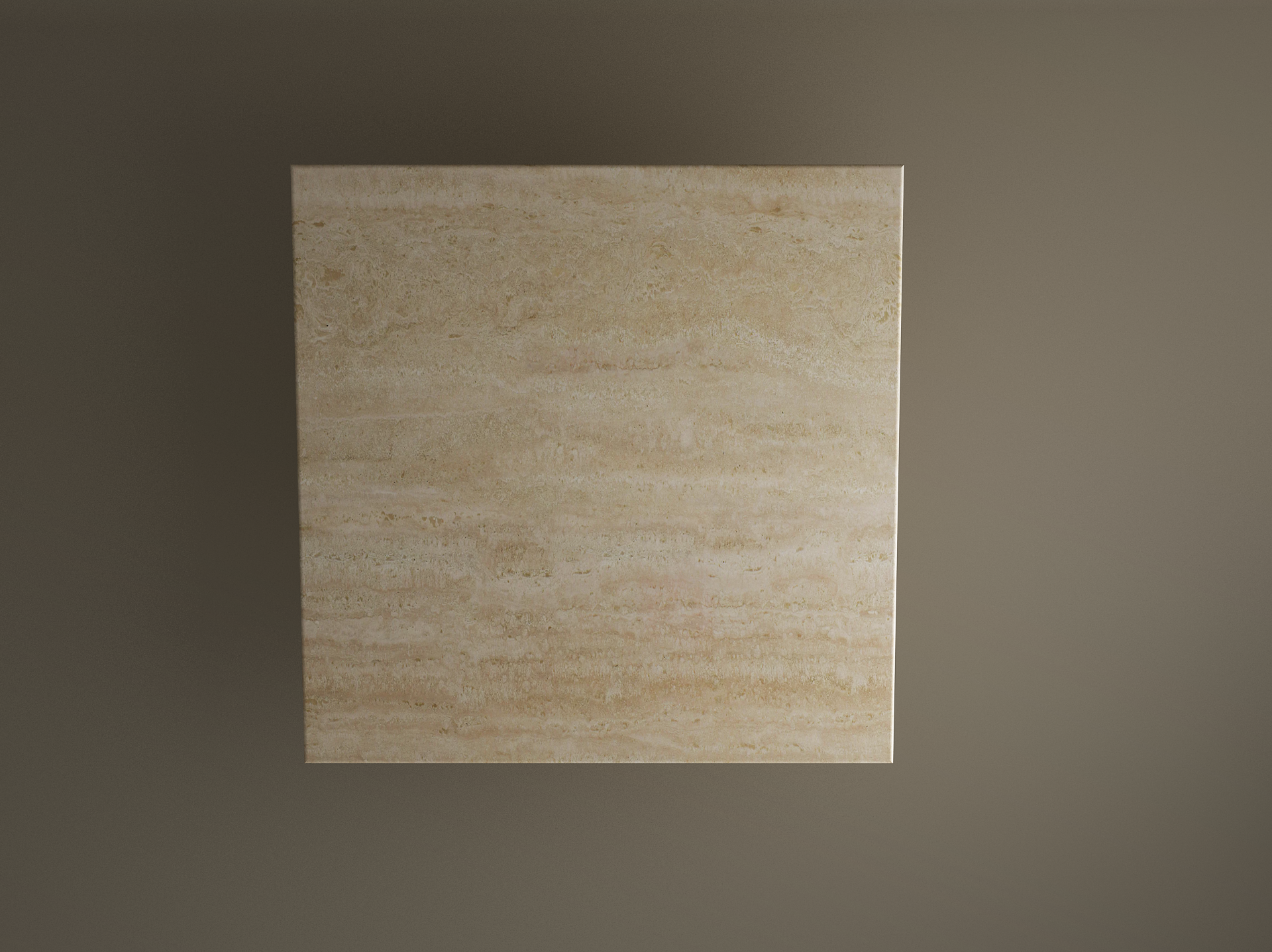 Square Travertine Dining Table with Cylindrical Center Base