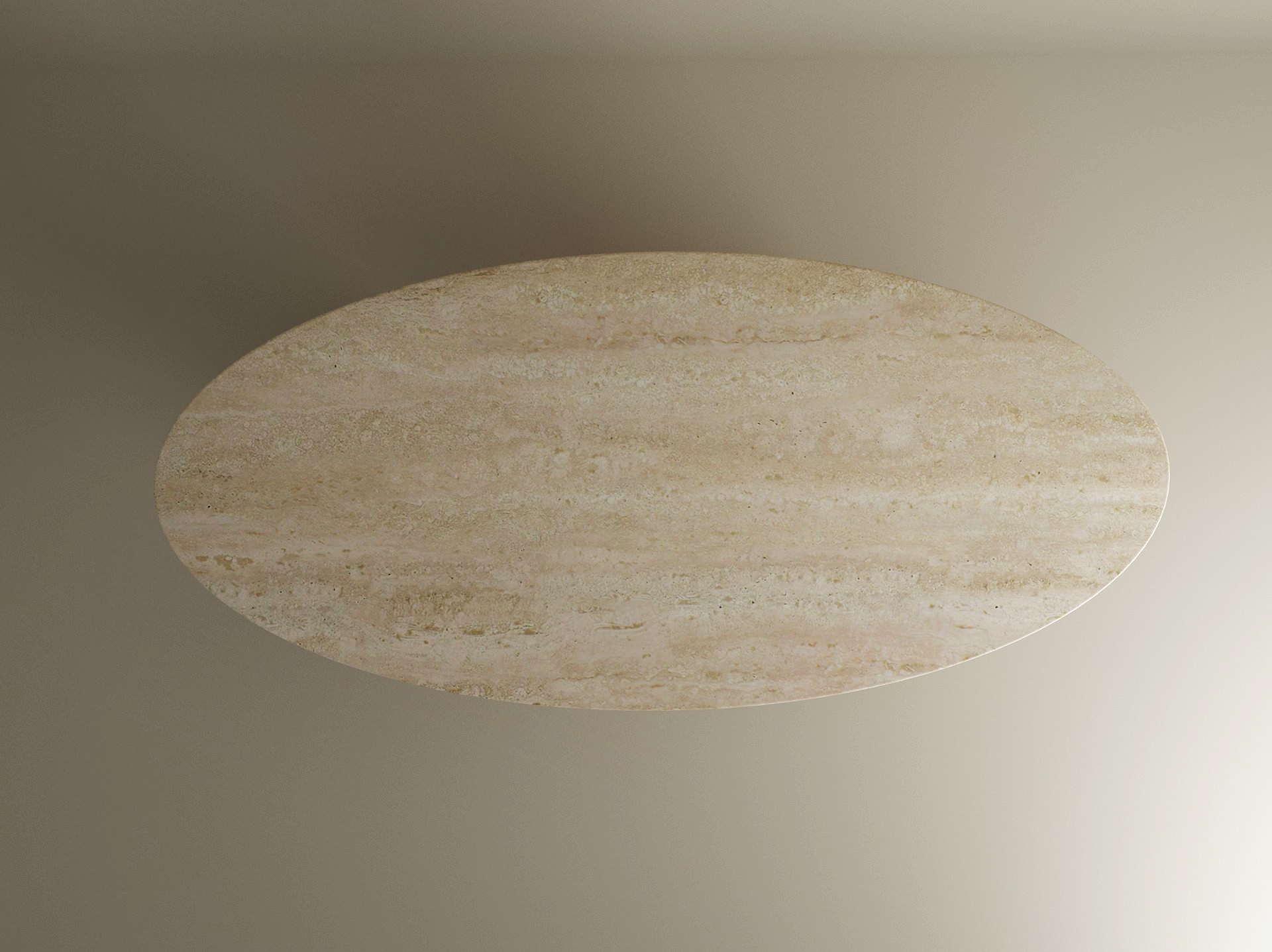 Ellips Travertine Dining Table with Hexagonal Pedestal Base