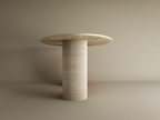 Ellips Travertine Dining Table with Fluted Round Base