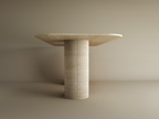Rectangular Travertine Dining Table with Fluted Round Base