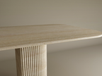 Rectangular Travertine Dining Table with Fluted Round Base