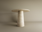 Ellips Travertine Dining Table with Conical Pedestal Base