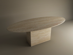 Ellips Travertine Dining Table with Block Base