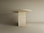 Ellips Travertine Dining Table with Block Base