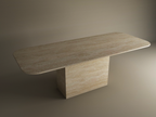 Rectangular Travertine Dining Table with Block Base