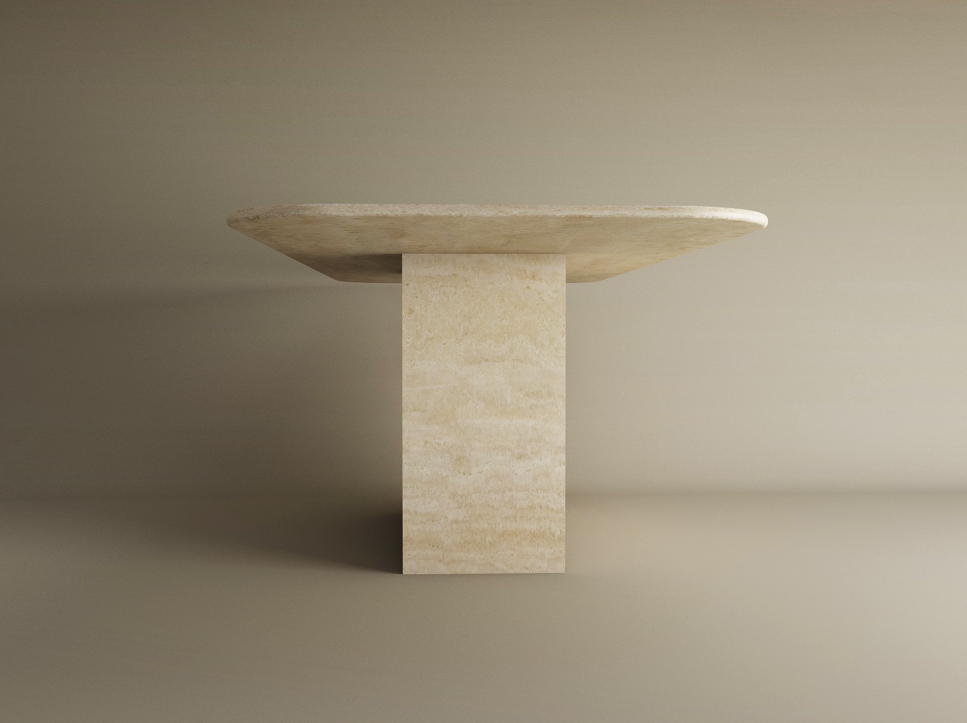 Rectangular Travertine Dining Table with Block Base