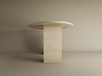 Ellips Travertine Dining Table with Rectangular Pedestal Base