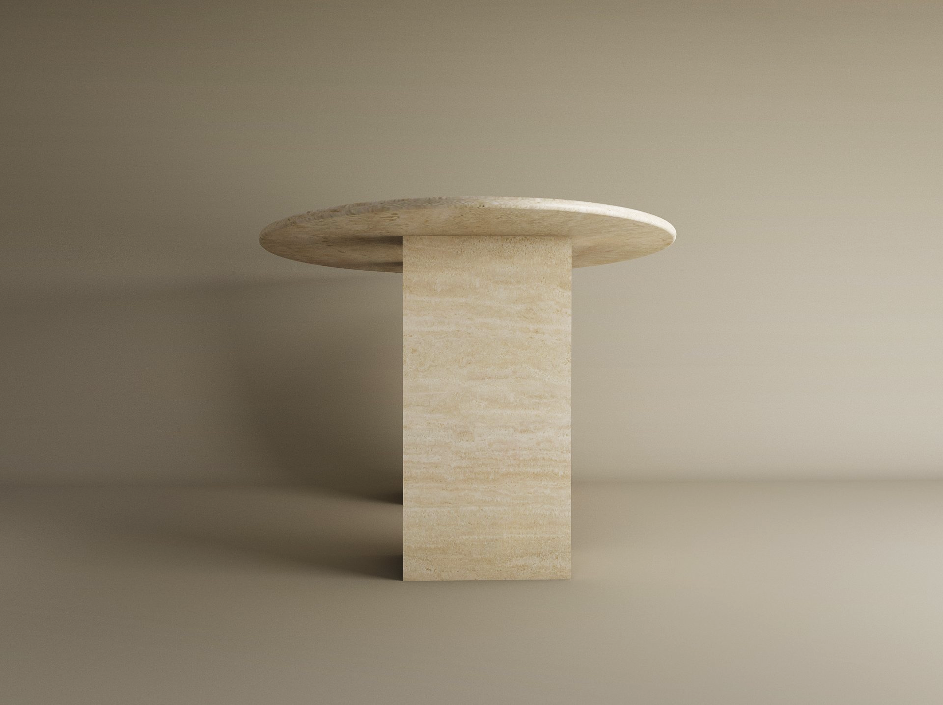 Ellips Travertine Dining Table with Rectangular Pedestal Base