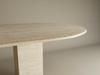 Oval Travertine Dining Table with Rectangular Pedestal Base