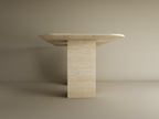 Rectangular Travertine Dining Table with Rectangular Pedestal Base