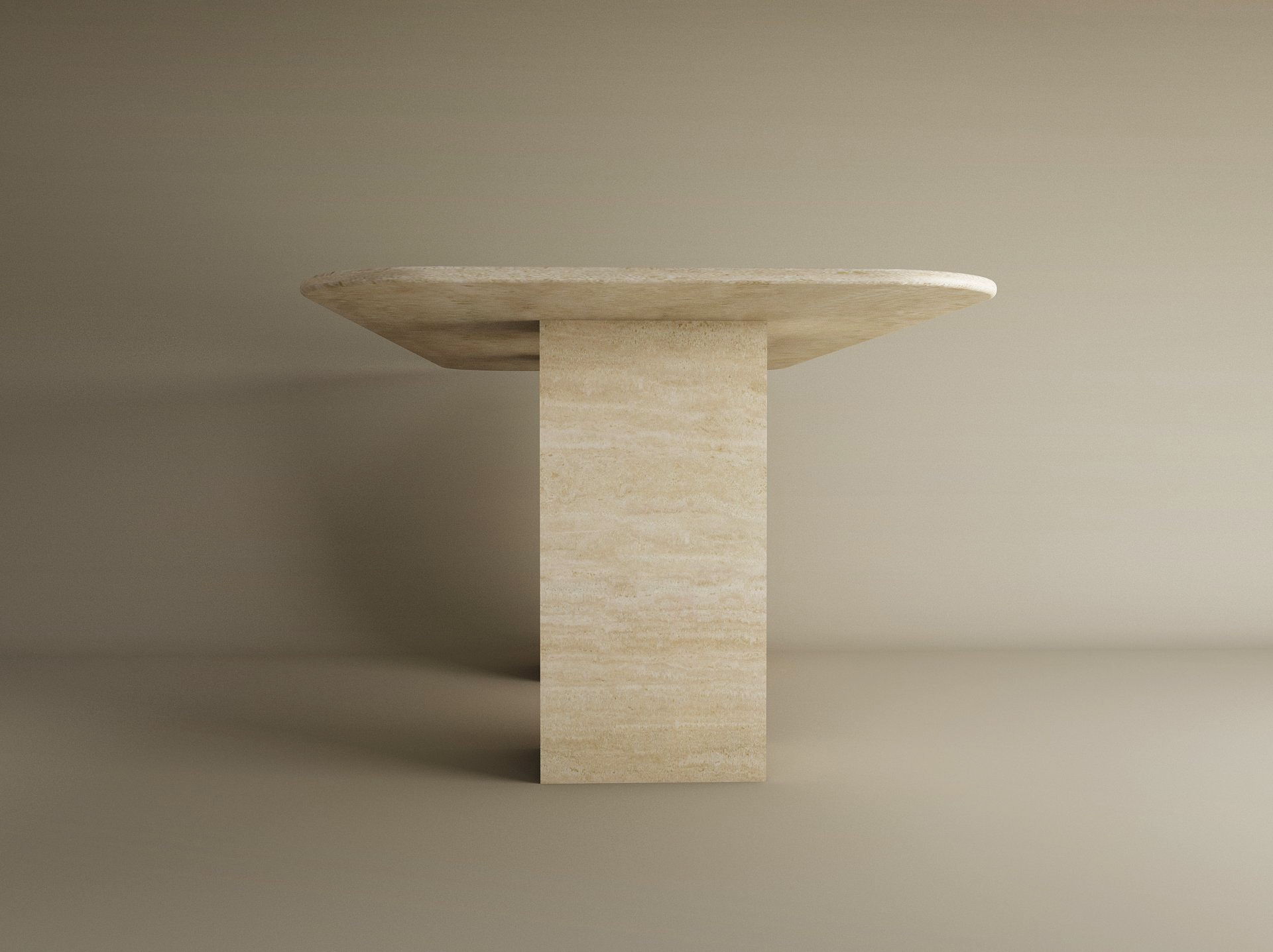 Rectangular Travertine Dining Table with Rectangular Pedestal Base