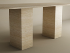 Rectangular Travertine Dining Table with Rectangular Pedestal Base