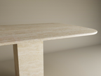 Rectangular Travertine Dining Table with Rectangular Pedestal Base