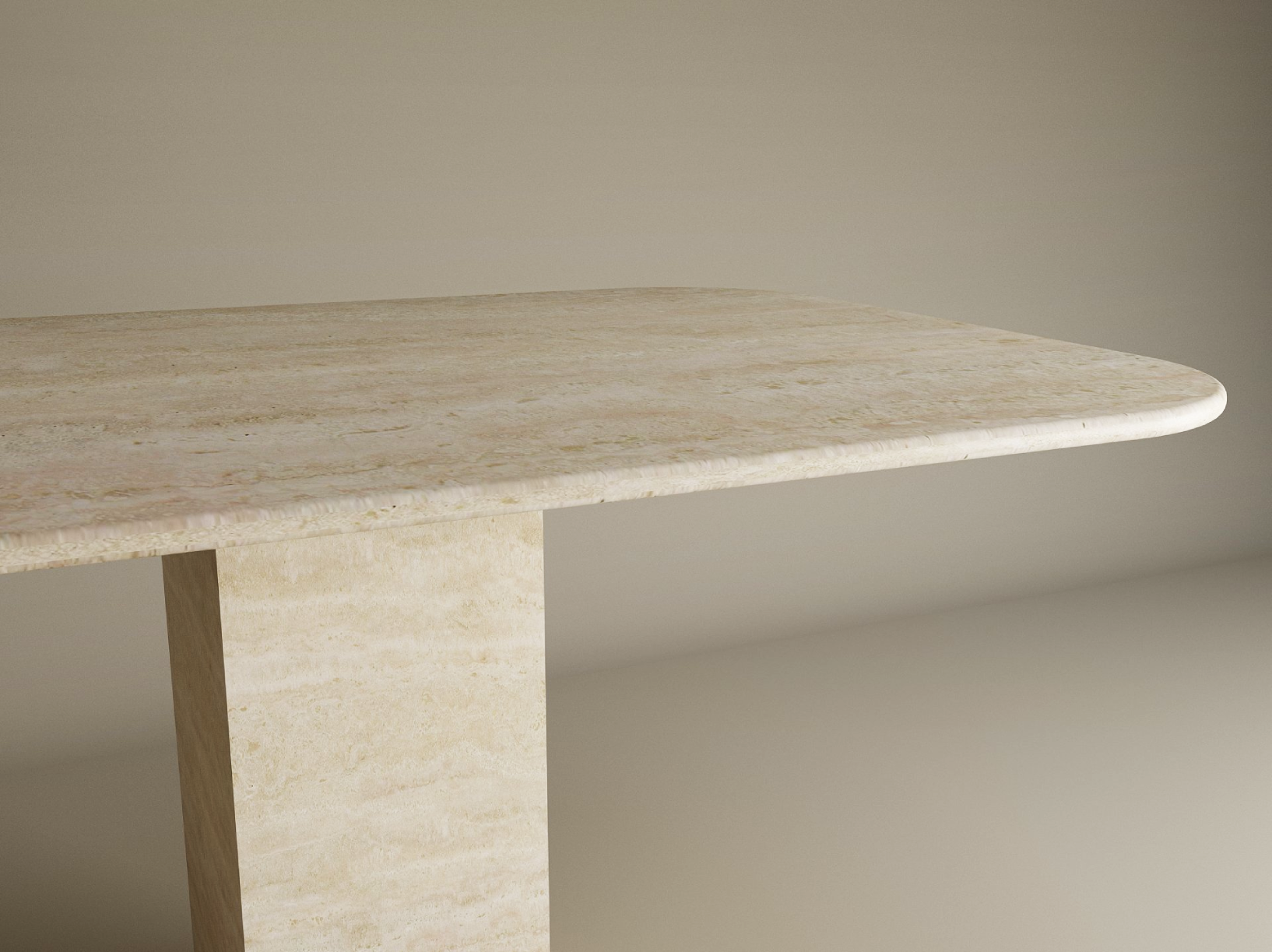 Rectangular Travertine Dining Table with Rectangular Pedestal Base