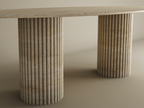 Ellips Travertine Dining Table with Vertical Groove Base