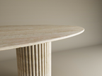 Ellips Travertine Dining Table with Vertical Groove Base