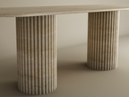 Rectangular Travertine Dining Table with Vertical Groove Base