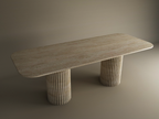 Rectangular Travertine Dining Table with Vertical Groove Base