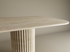 Rectangular Travertine Dining Table with Vertical Groove Base