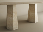 Ellips Travertine Dining Table with Tapered Round Base