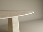 Ellips Travertine Dining Table with Tapered Round Base