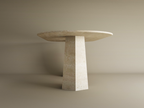 Oval Travertine Dining Table with Tapered Round Base