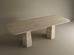 Rectangular Travertine Dining Table with Tapered Round Base