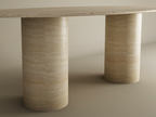 Ellips Travertine Dining Table with Smooth Cylinder Base