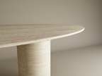 Ellips Travertine Dining Table with Smooth Cylinder Base