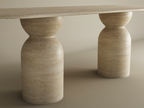 Rectangular Travertine Dining Table with Sculptural Round Base