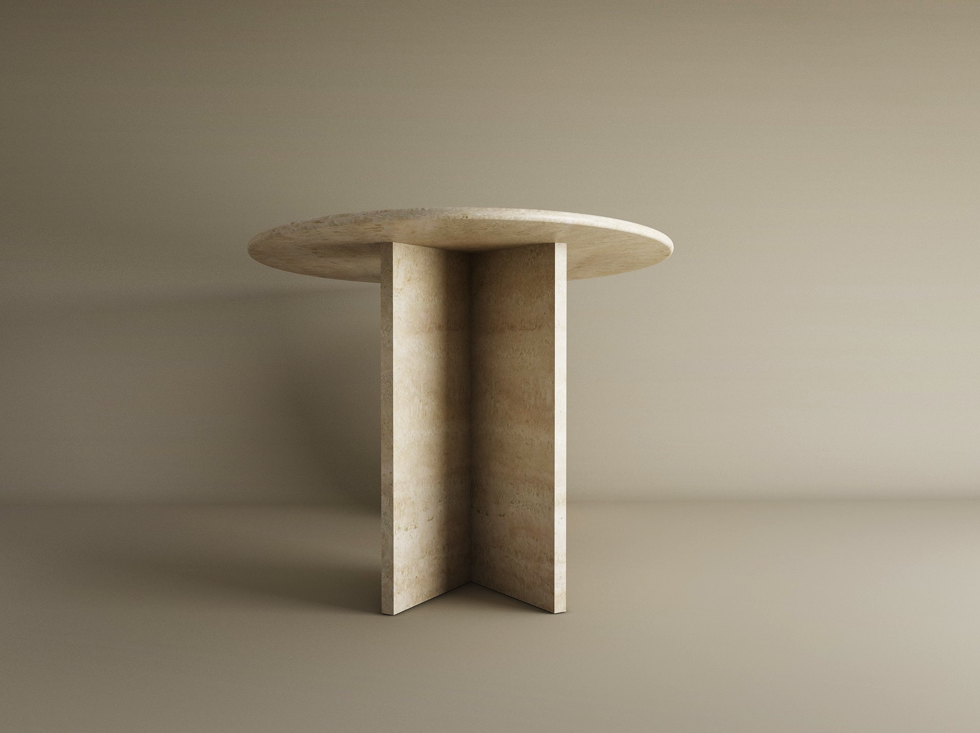 Ellips Travertine Dining Table with Split-V Pedestal Base