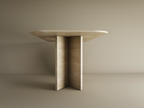 Rectangular Travertine Dining Table with Split-V Pedestal Base