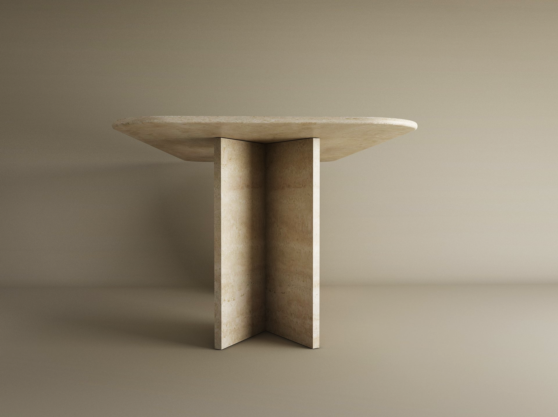 Rectangular Travertine Dining Table with Split-V Pedestal Base
