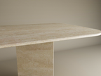 Rectangular Travertine Dining Table with Split-V Pedestal Base
