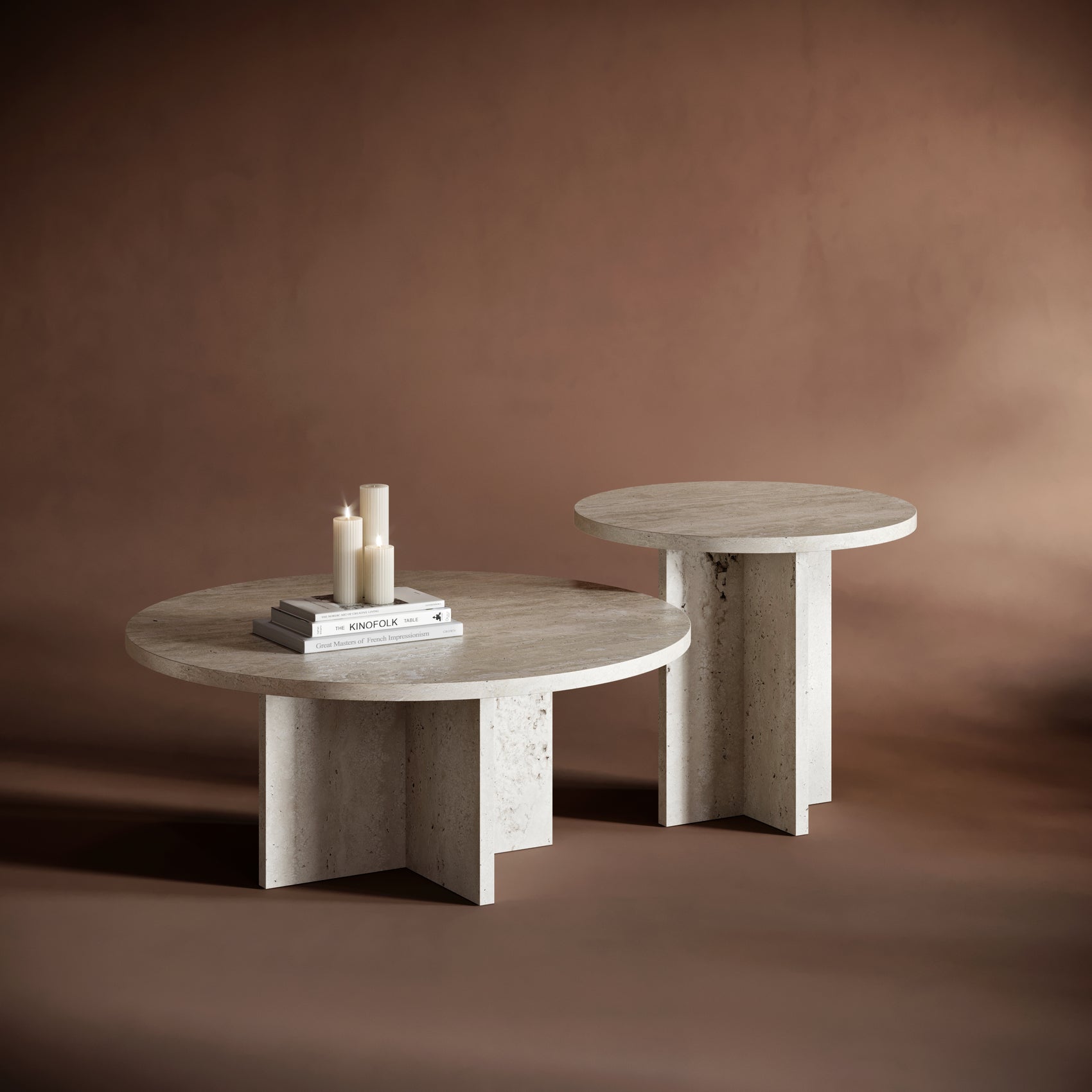 ELENA Travertine Coffee Table Set