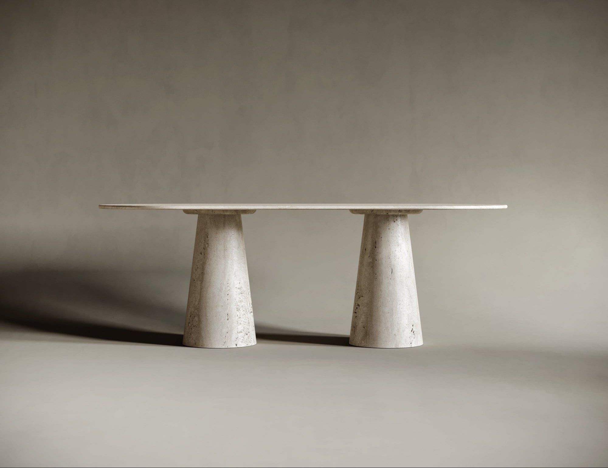 Oval Travertine Dining Table - Conical Legs
