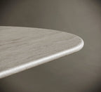 Oval One Leg Travertine Dining Table - Fluted Leg