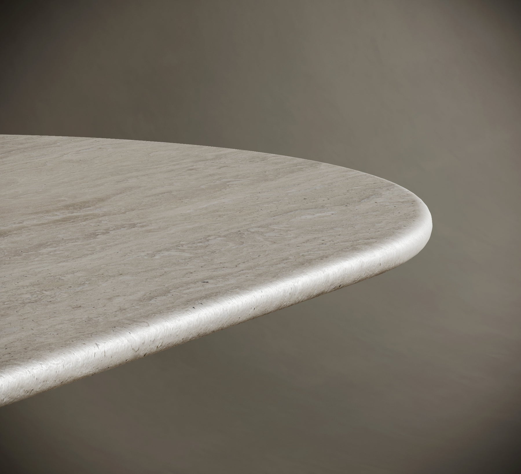 Oval One Leg Travertine Dining Table - Conical Leg