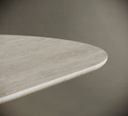 Oval Travertine Dining Table - Oval Block Leg